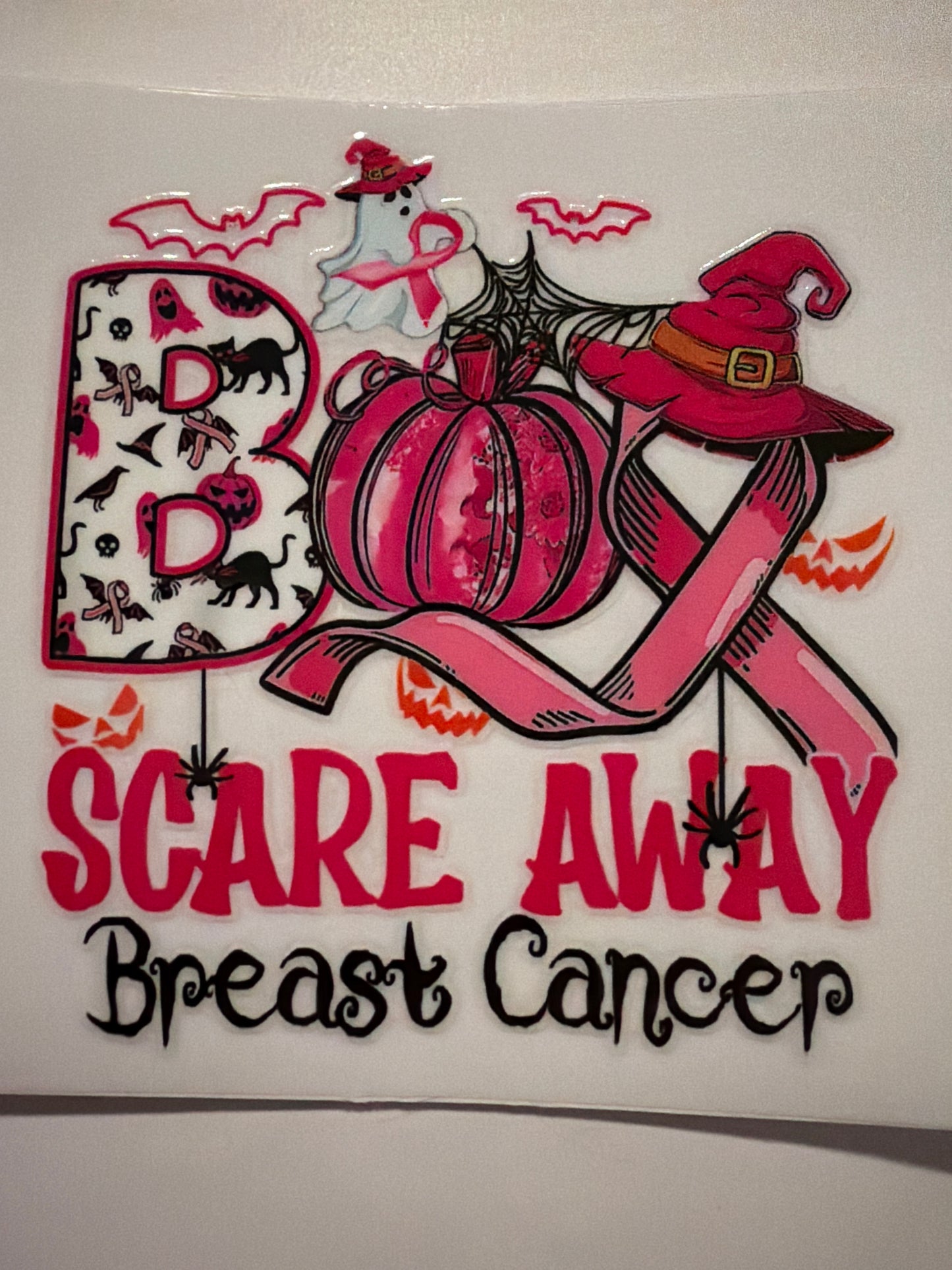 Pink Halloween & Breast Cancer Decals 16oz & 20oz Can Cups