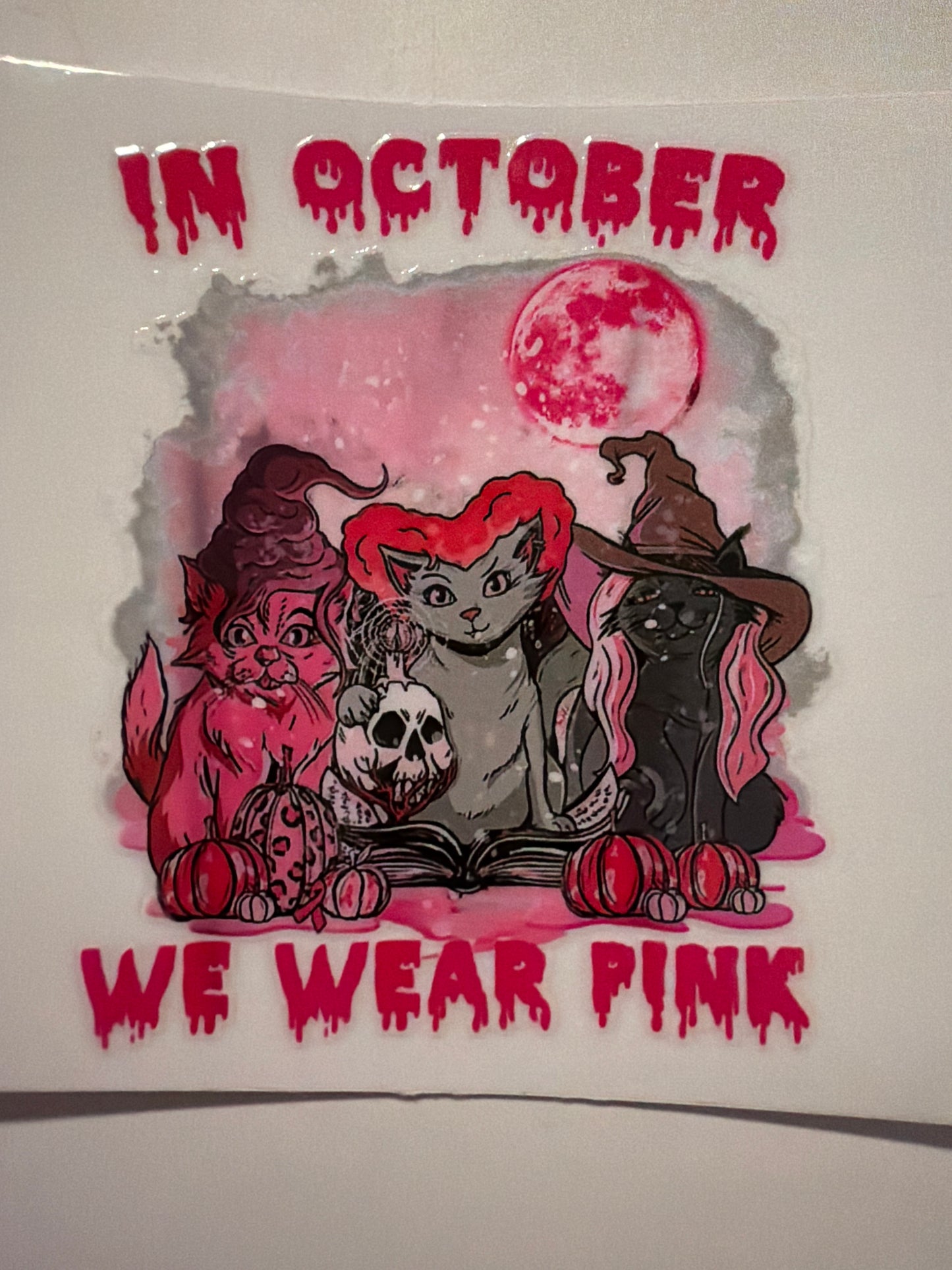 Pink Halloween & Breast Cancer Decals 16oz & 20oz Can Cups
