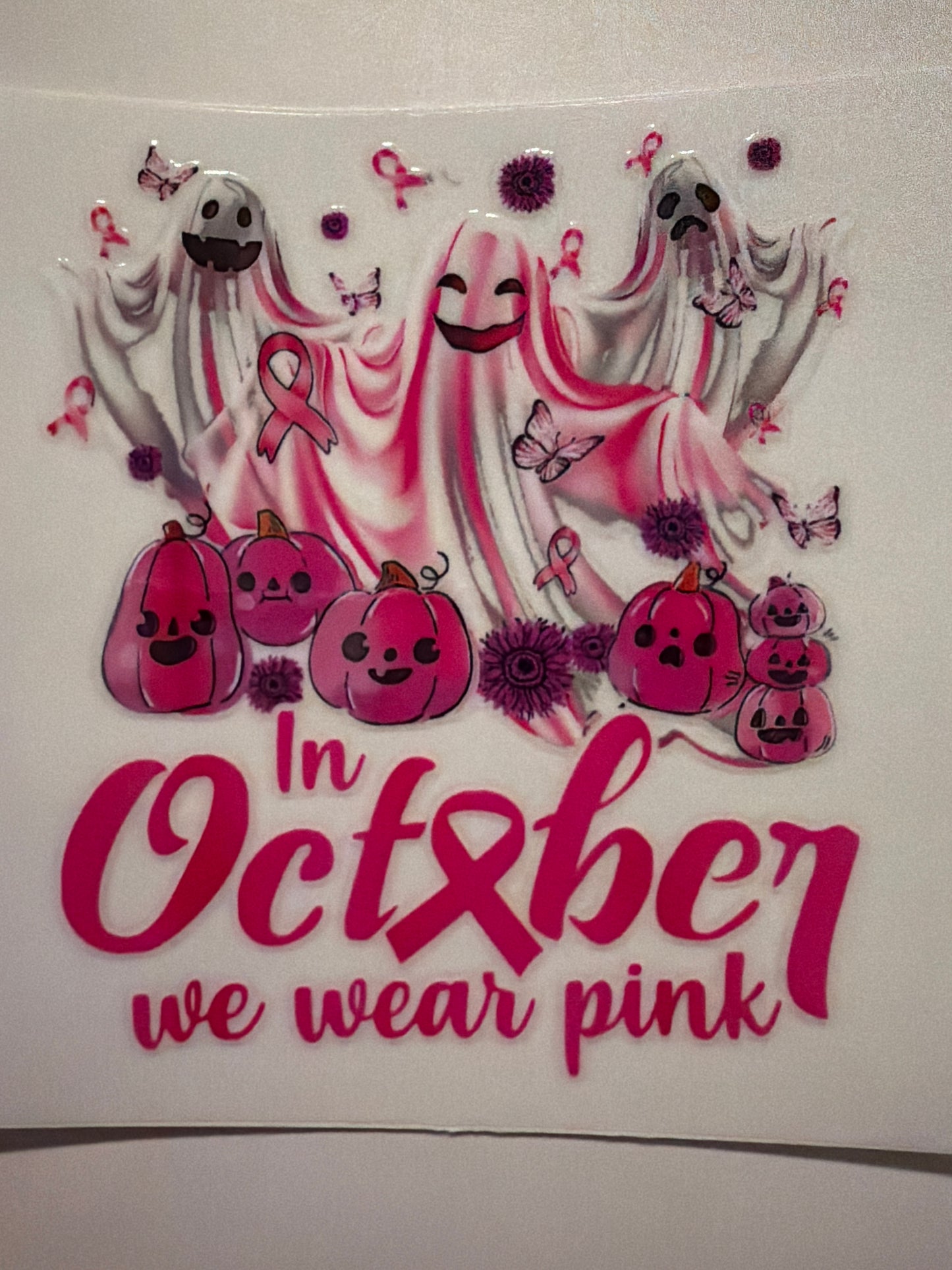 Pink Halloween & Breast Cancer Decals 16oz & 20oz Can Cups