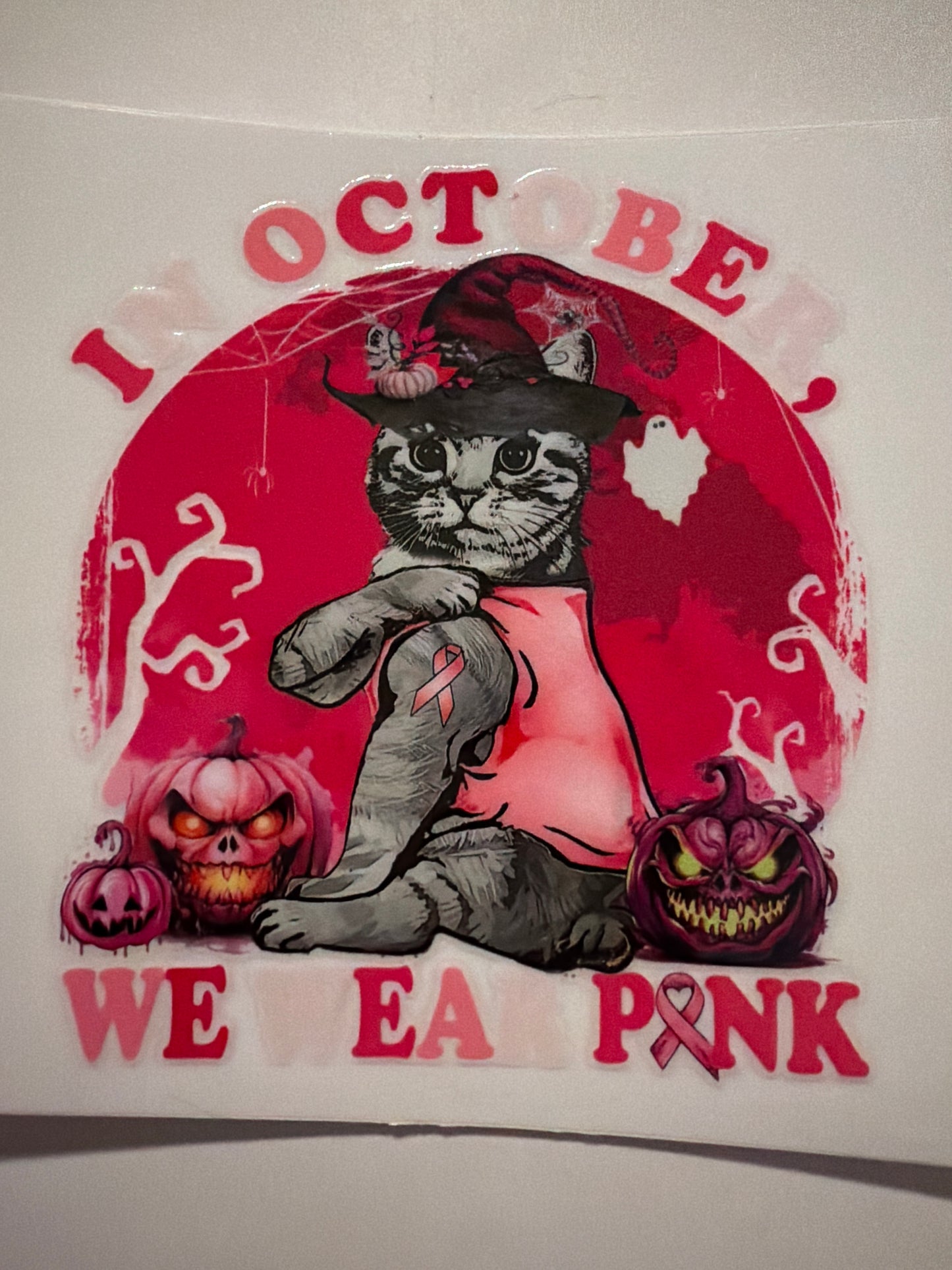 Pink Halloween & Breast Cancer Decals 16oz & 20oz Can Cups