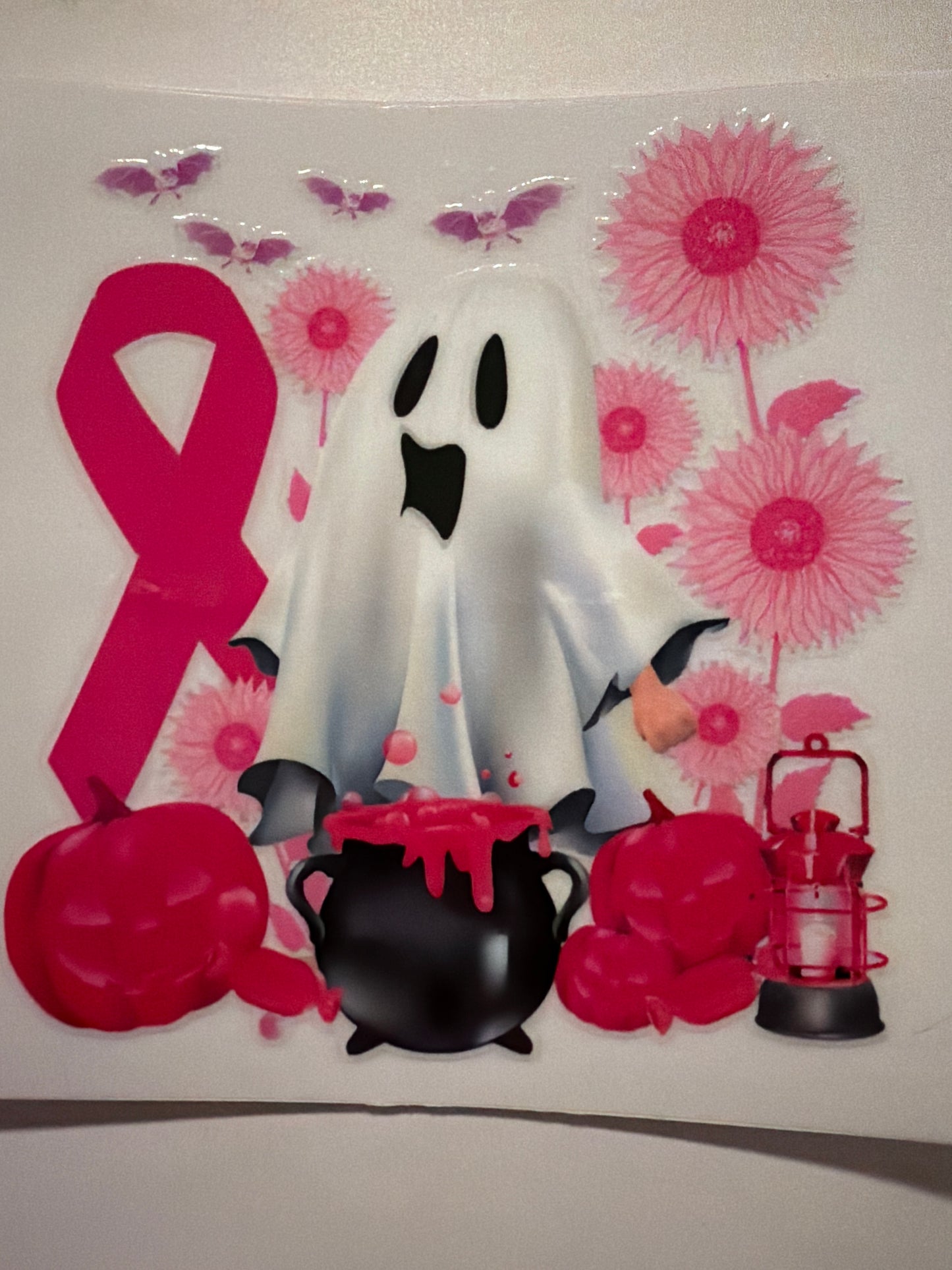 Pink Halloween & Breast Cancer Decals 16oz & 20oz Can Cups