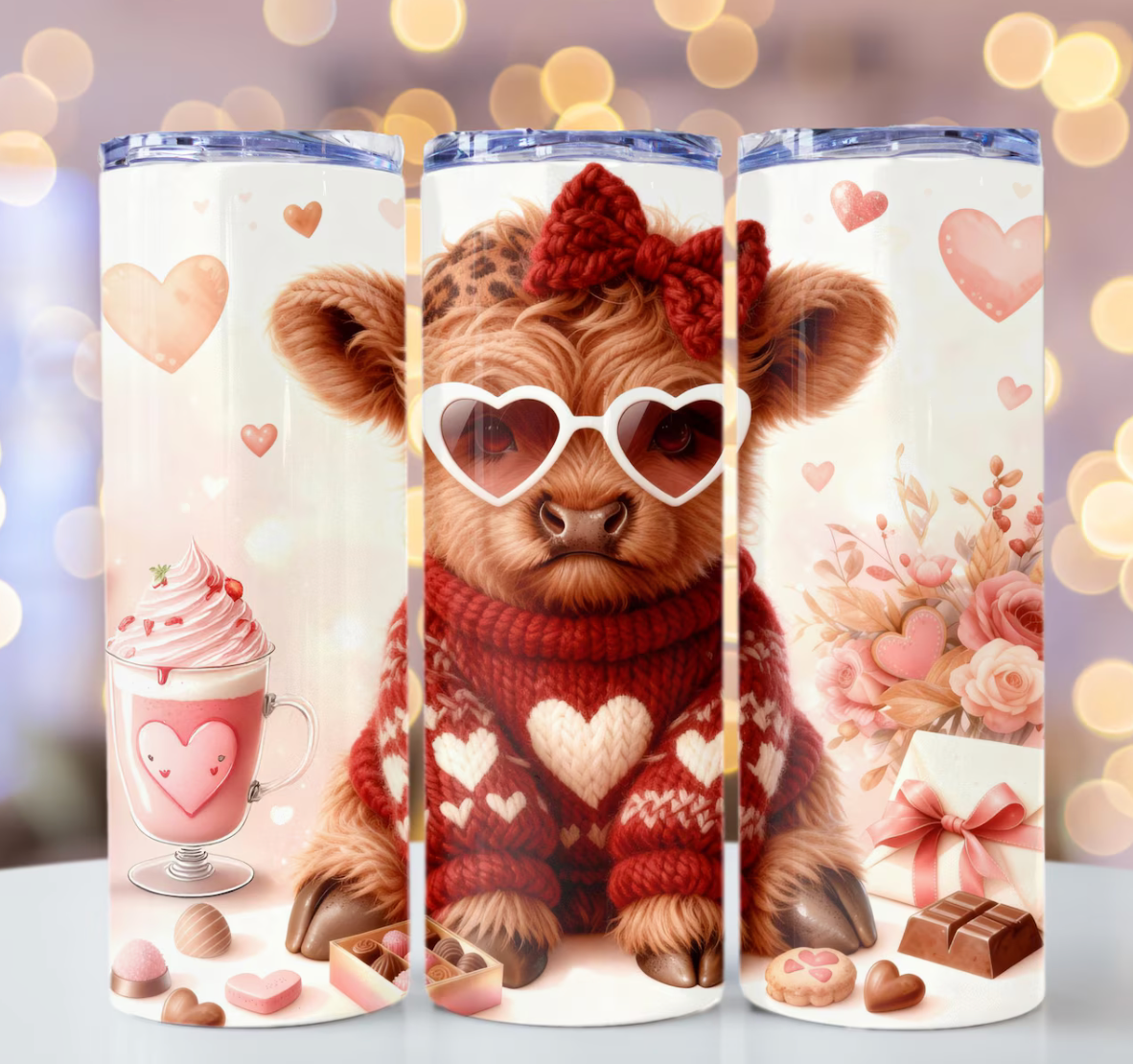 Valentine Highland Cow - Stainless Steel Tumbler
